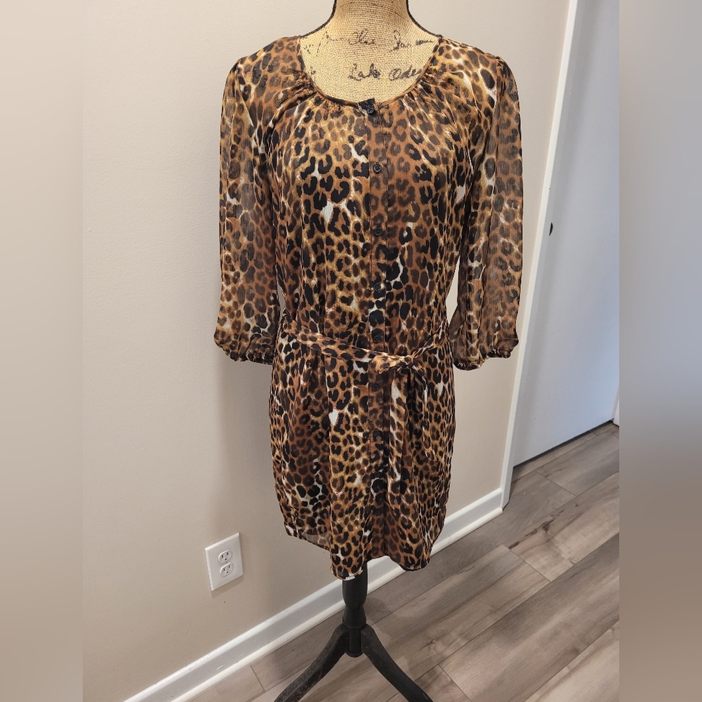 Express Cheetah Print Chiffon lined dress